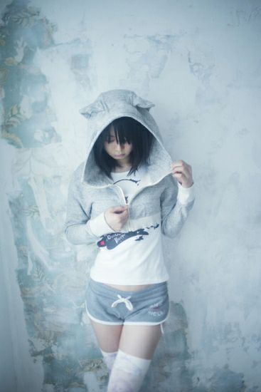 Predatorratデザイン ハーフ猫耳パーカー グレー プレデターラット