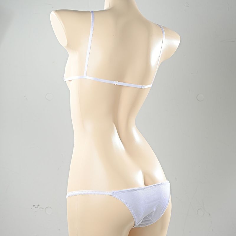 メイド水着上下セット〈白×サックスリボン〉