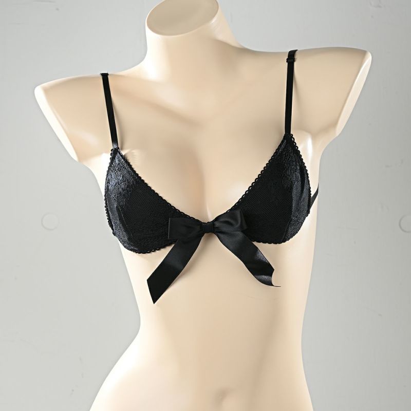 ドルチェシリーズノンワイヤーレースリボンブラ〈黒〉