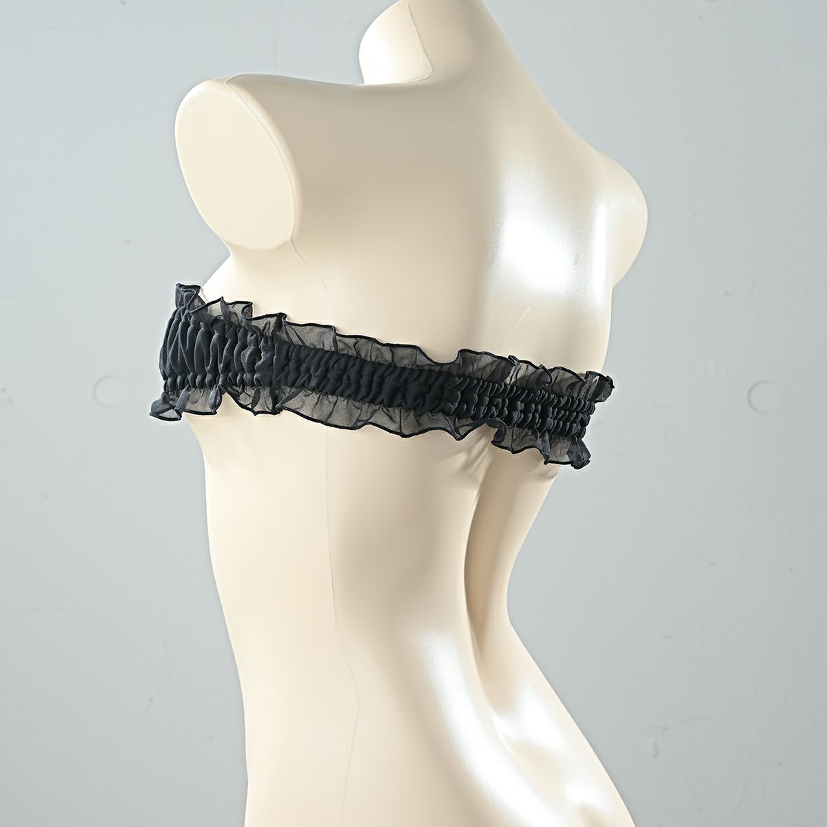 ナローシフォン チューブトップブラ〈黒〉